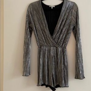 Silver and Black Long Sleeve Romper